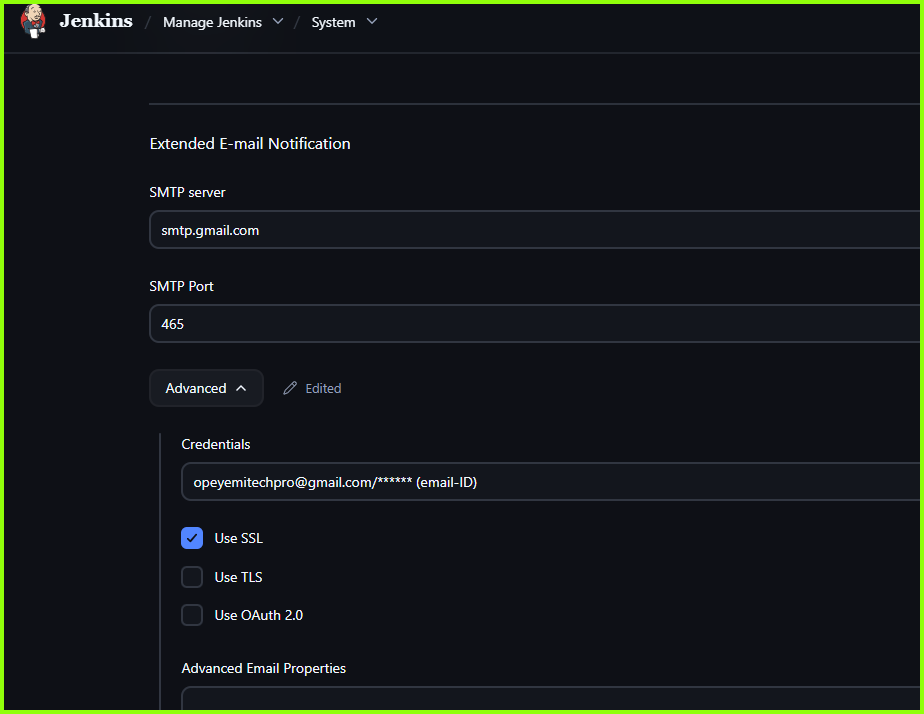 Extended E-mail Notifications Settings
