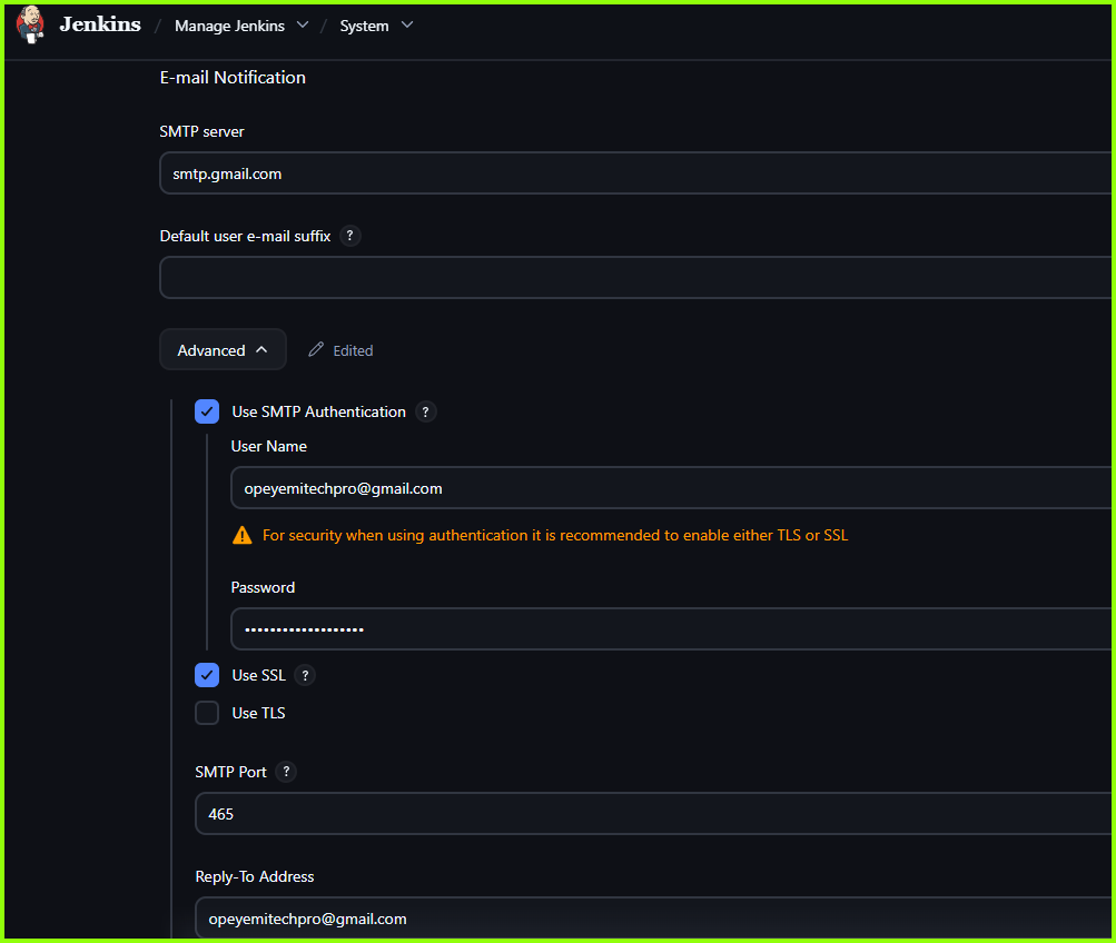 E-mail Notifications Settings