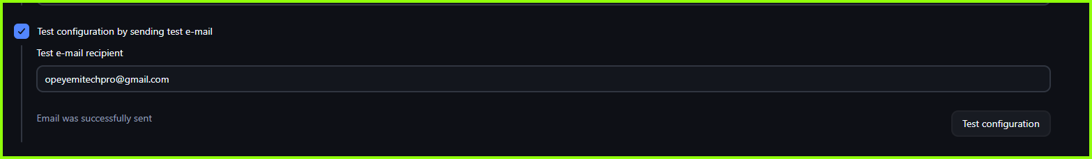 Test email configuration
