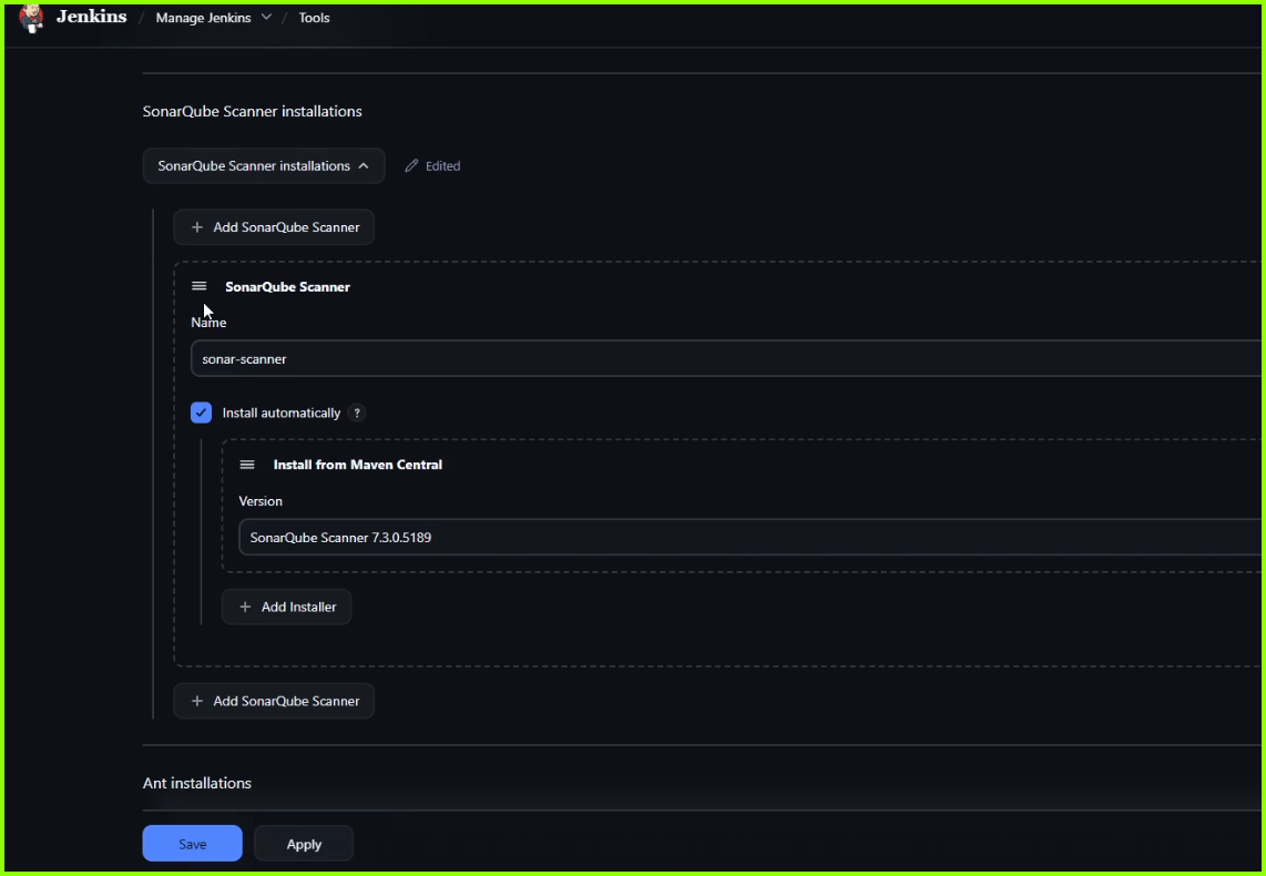 SonarQube Tool Installation